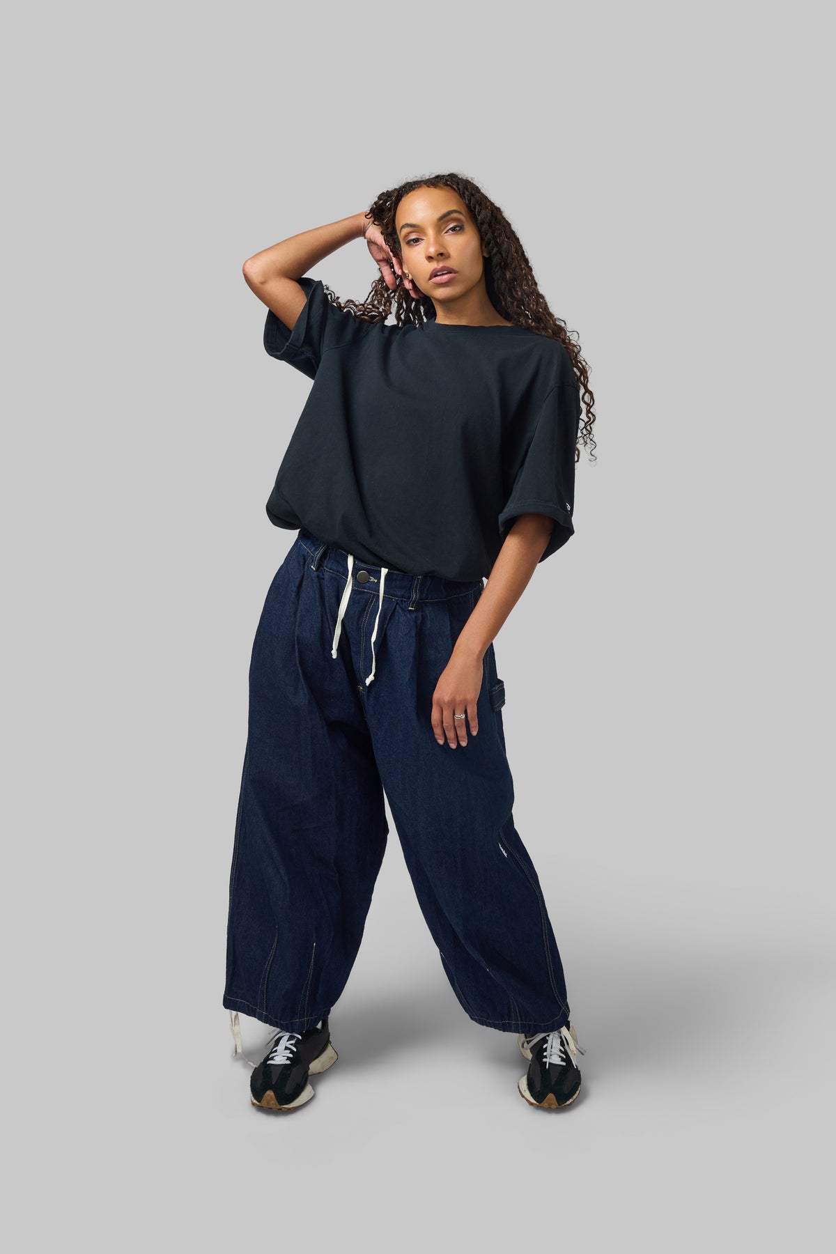 Balloon Denim Pants . Indigo