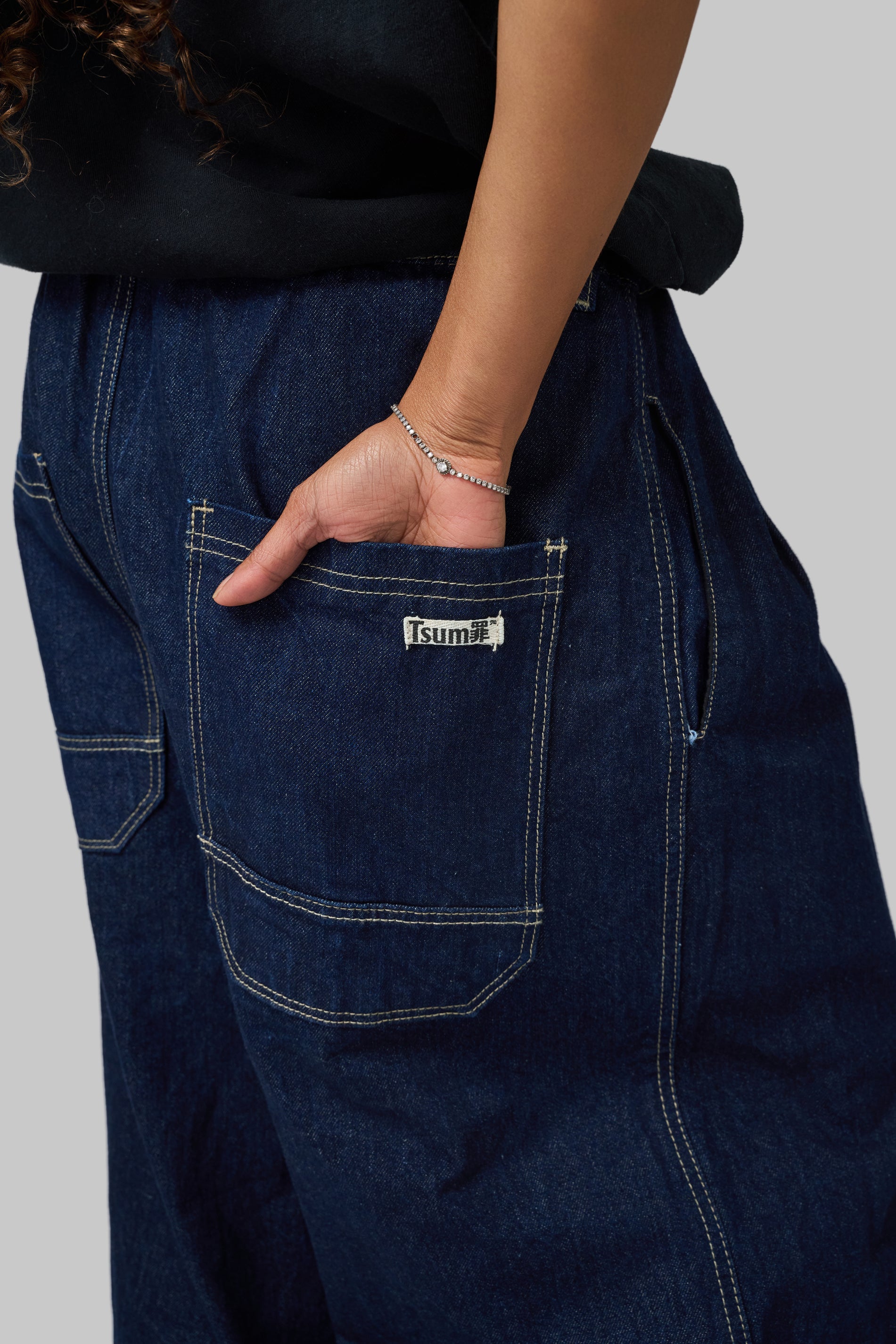 Balloon Denim Pants . Indigo